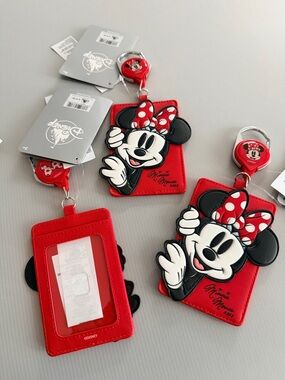 Disney Red Minnie Mouse Luggage Tags, Badge Reel and Card Holder